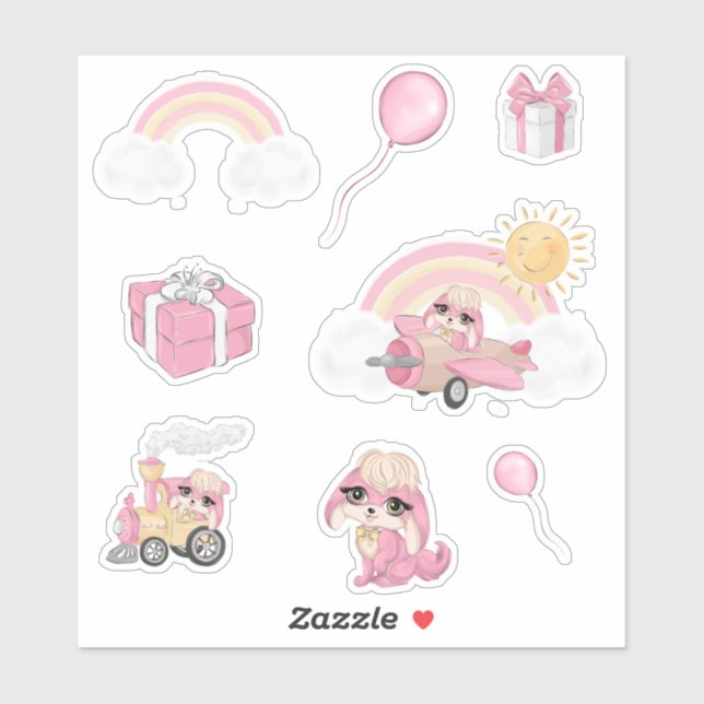Welppy Girl Birthday Aufkleber (Blatt)