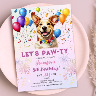 Welppy Lasse Pawty Birthday Party Girl 8. Geburtst Einladung