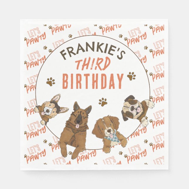 Welppy Paw ty Birthday Party Serviette (Vorderseite)