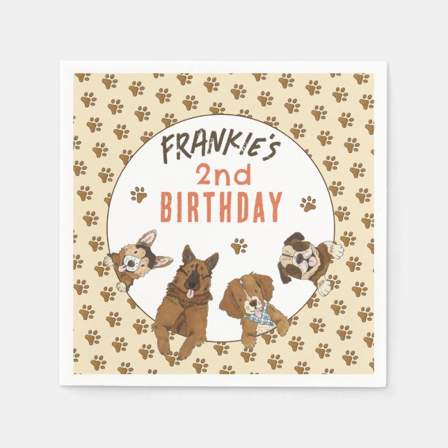Welppy Paw ty Birthday Party Serviette (Vorderseite)