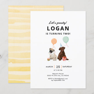 Welppy Pawty Dog Geburtstagsparty Einladung
