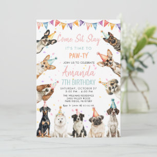 Welppy Pawty Hunde zum Geburtstag Einladung