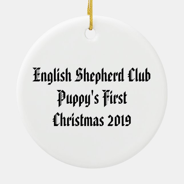 Welppy's First Christmas 2019 English Shepherd Keramik Ornament (Hinten)