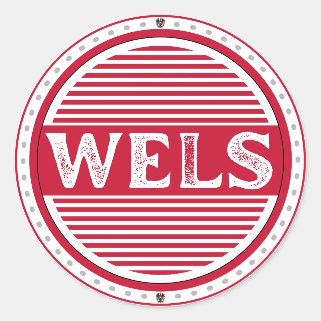 Wels City Pride Emblem – Austrian Identity Runder Aufkleber (Vorderseite)