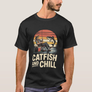 Wels und Chill Retro-Angler Stimmung T-Shirt