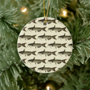Welsangeln, alte marine Lebensflussfische Keramik Ornament