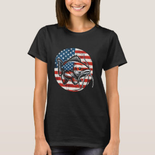 Welsangeln Amerikanische Flagge - Welsangler Fisch T-Shirt