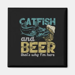 Welsangeln Wels & Bier Deshalb Bin Ich Hier Magnet