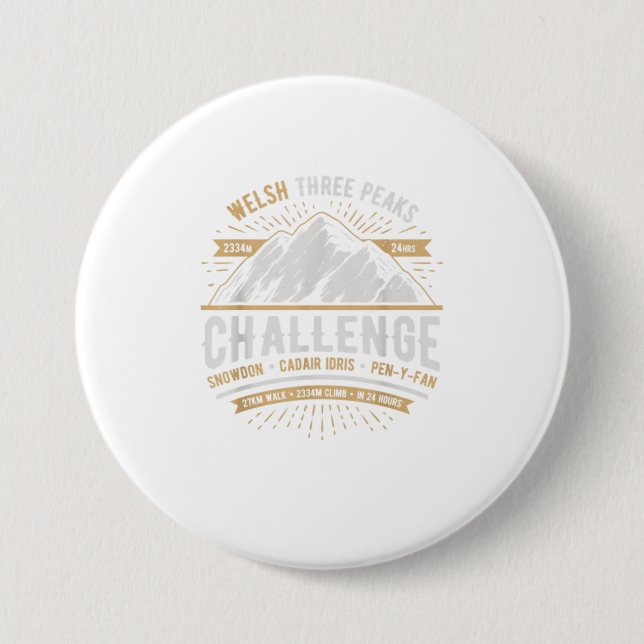Welsh 3 Peaks Challenge Shirt Der Berg Button (Vorderseite)