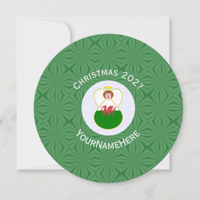 Welsh Angel Christmas Flag Personalisiert Einladung (Vorderseite)