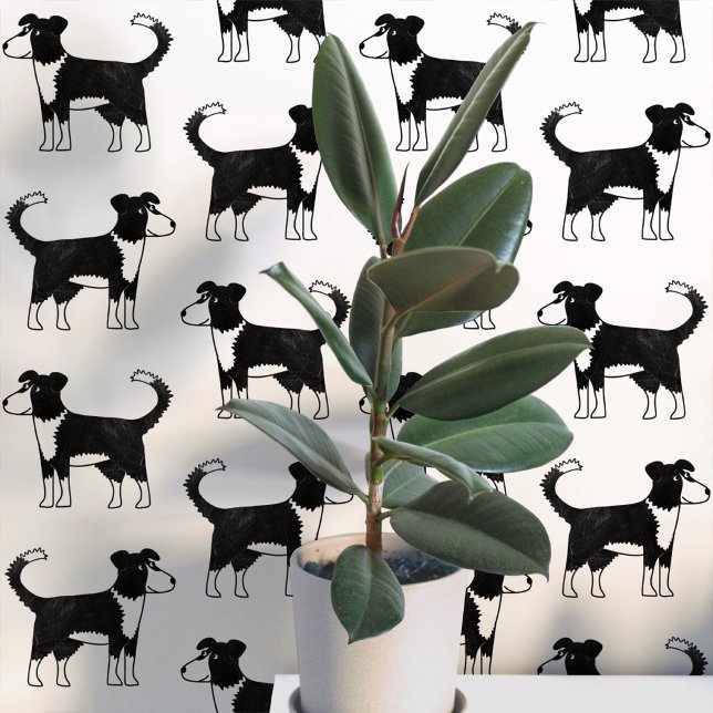 Welsh Border Collie Dog Pattern Tapete (Welsh Border Collie Sheepdog fun dog peel and stick wallpaper for animal lovers)