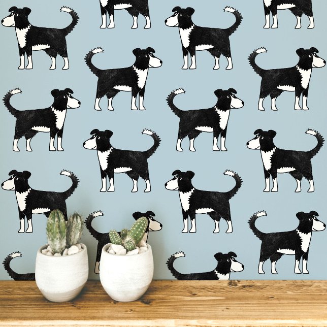 Welsh Border Collie Hundemuster Tapete (Welsh border collie sheepdog dog themed peel and stick wallpaper)