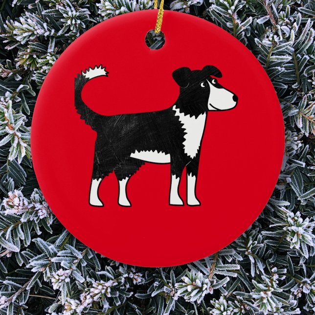 Welsh Border Collie Sheep Dog Keramik Ornament (Welsh Border Collie sheepdog dog Christmas ornament)