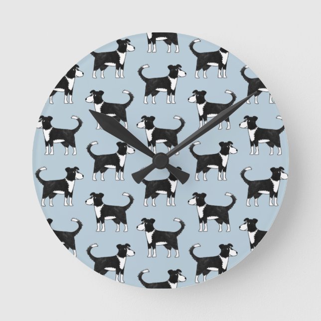 Welsh Border Collie Sheep Dog Pattern Runde Wanduhr (Vorderseite)