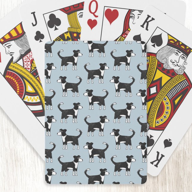 Welsh Border Collie Sheepdog Pattern Spielkarten (Fun Welsh Border Collie Sheepdog art playing cards)