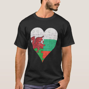 Welsh Bulgarisches Flaggenherz T-Shirt