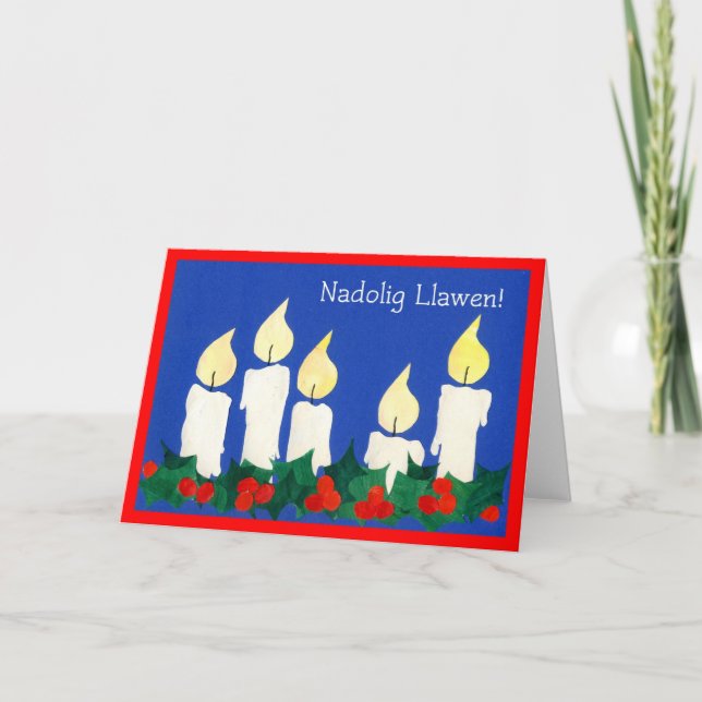 Welsh Christmas Candles Card Feiertagskarte (Vorderseite)