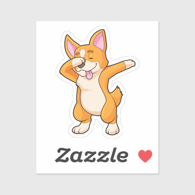 Welsh Corgi auf Hip Hop Dance Dab Aufkleber (Blatt)