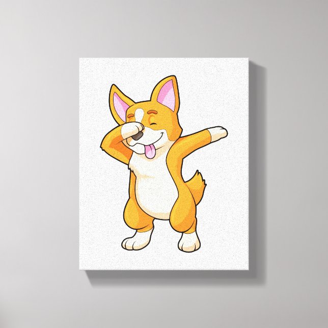 Welsh Corgi auf Hip Hop Dance Dab Leinwanddruck (Vorderseite)