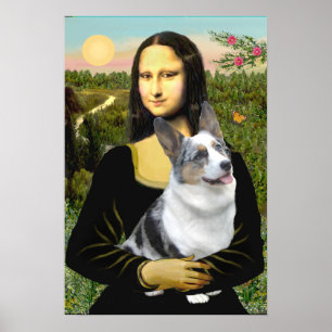 Welsh Corgi (blauer Merle) - Mona Lisa Poster