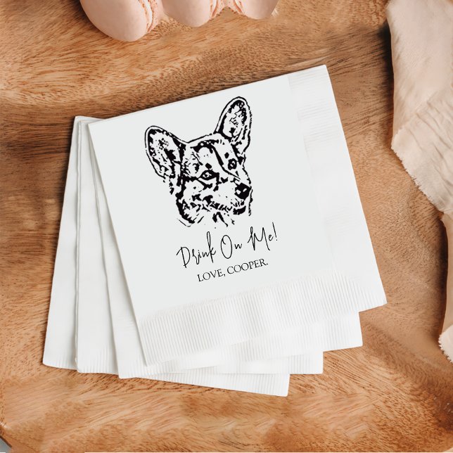 Welsh Corgi Dog Custom Cocktail Napkin Serviette (Von Creator hochgeladen)