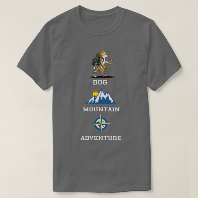 Welsh Corgi Dog Mountain Adventure Hiking  T-Shirt (Design vorne)