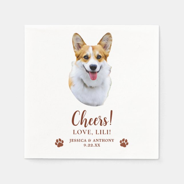 Welsh Corgi Dog Personalisiert Cheers Serviette (Vorderseite)