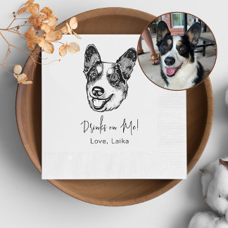 Welsh Corgi DogPersonalized Drink on me Serviette