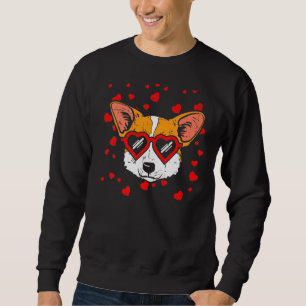 Welsh Corgi Face Herzgläser Niedlicher Hund Sweatshirt