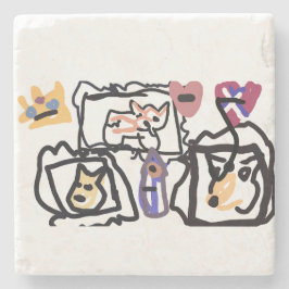 Welsh Corgi hearts  Steinuntersetzer