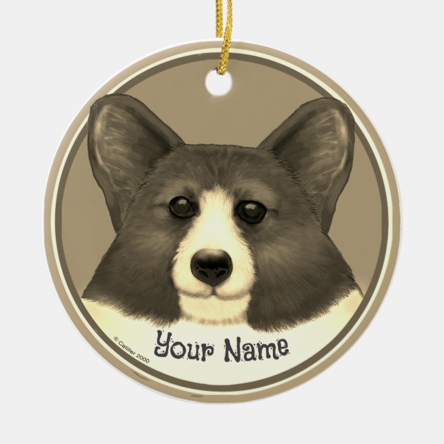 Welsh Corgi Hund Keramik Ornament (Vorne)