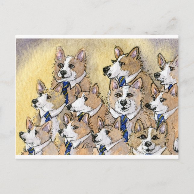 Welsh Corgi Hundechor Postkarte (Vorderseite)