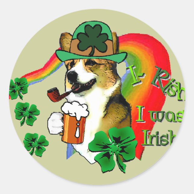 Welsh Corgi Saint Patrick's Day Runder Aufkleber (Vorderseite)