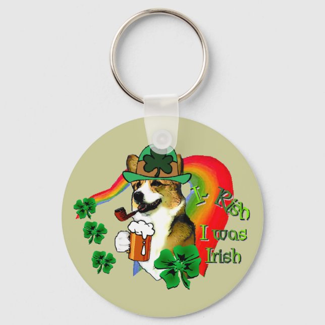 Welsh Corgi Saint Patrick's Day Schlüsselanhänger (Vorderseite)