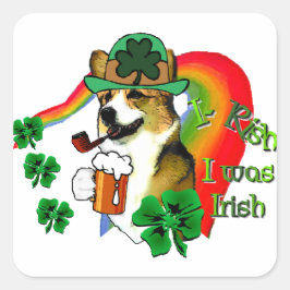 Welsh Corgi St Patricks Day Quadratischer Aufkleber