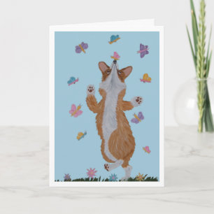 Welsh Corgi und Schmetterlinge Frohe Ostern Karte