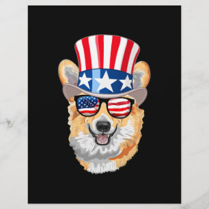 Welsh Corgi USA-Flaggenhut Sonnenbrille 4. Juli Flyer
