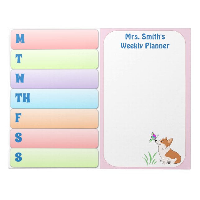 Welsh Corgi Weekly Planner Notizblock (Vorderseite)