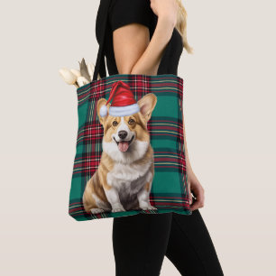 Welsh Corgi Weihnachts Hund Saisonal Grün Kariert Tasche