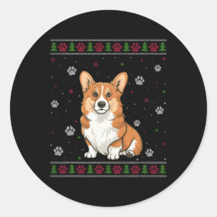 Welsh Corgi Weihnachtssüßer Xmas Haustier Hund Runder Aufkleber