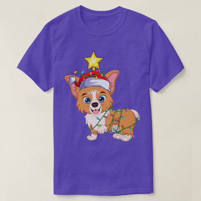 Welsh Corgi Xmas Leuchtturm Santa Welsh Corgi C T-Shirt (Design vorne)