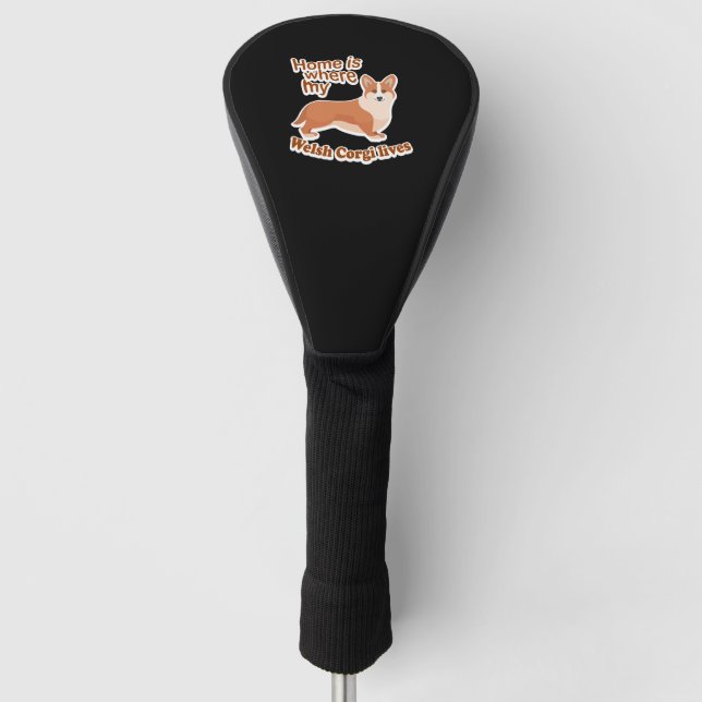 Welsh Corgi Zuhause Golf Headcover (Vorderseite)