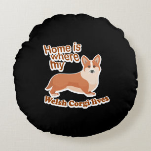 Welsh Corgi Zuhause Rundes Kissen