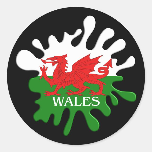 Welsh Cymru Flag Runder Aufkleber (Vorderseite)