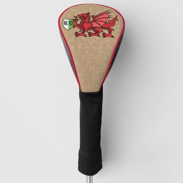 Welsh Dragon Custom Monogram Golf Head Cover Headcover (Vorderseite)