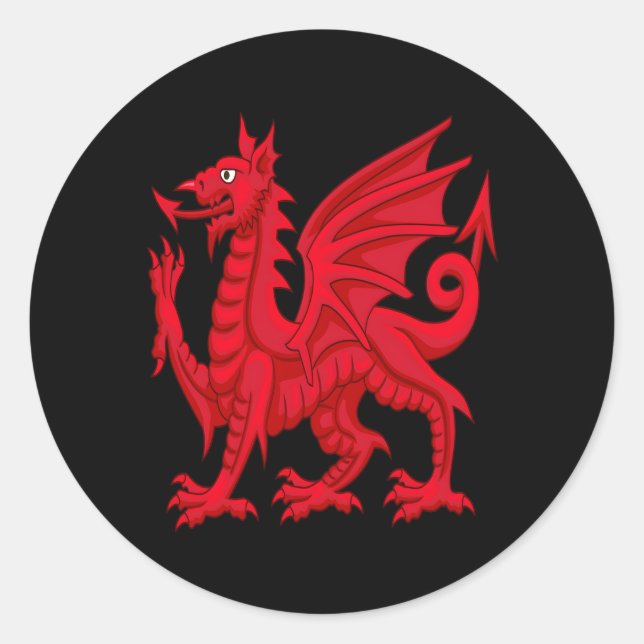 Welsh Dragon Cymru Flag Cardiff Welsh Runder Aufkleber (Vorderseite)