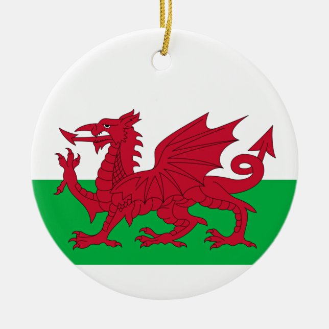 Welsh Dragon ~ Flag Wales Keramik Ornament (Vorne)