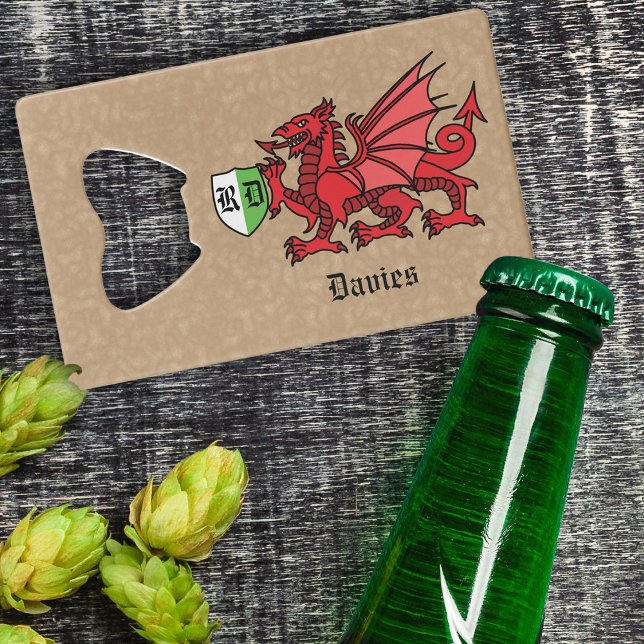 Welsh Dragon Individuelle Name und Monogram Geldbeutel Flaschenöffner (Von Creator hochgeladen)