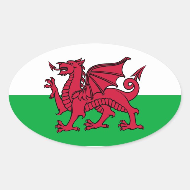 Welsh Dragon Ovaler Aufkleber (Vorderseite)