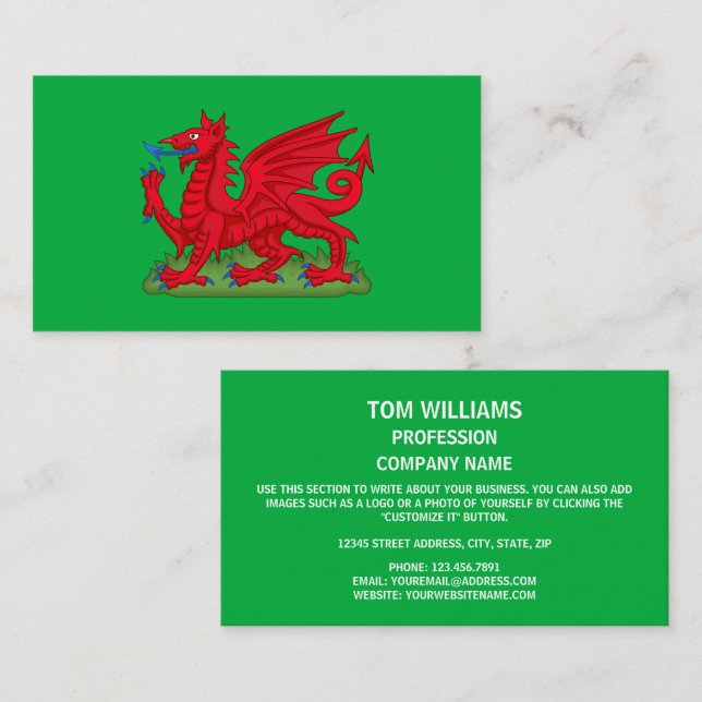 Welsh Dragon Symbol Design, Wales Visitenkarte (Vorne/Hinten)